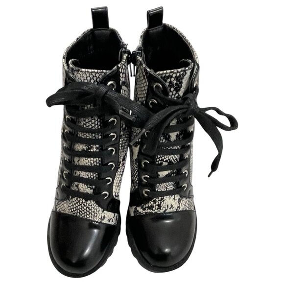 WILD DIVA Lounge Lace Up Boots Snake Print & Black Heeled All Man Made Size 6 - Picture 5 of 5
